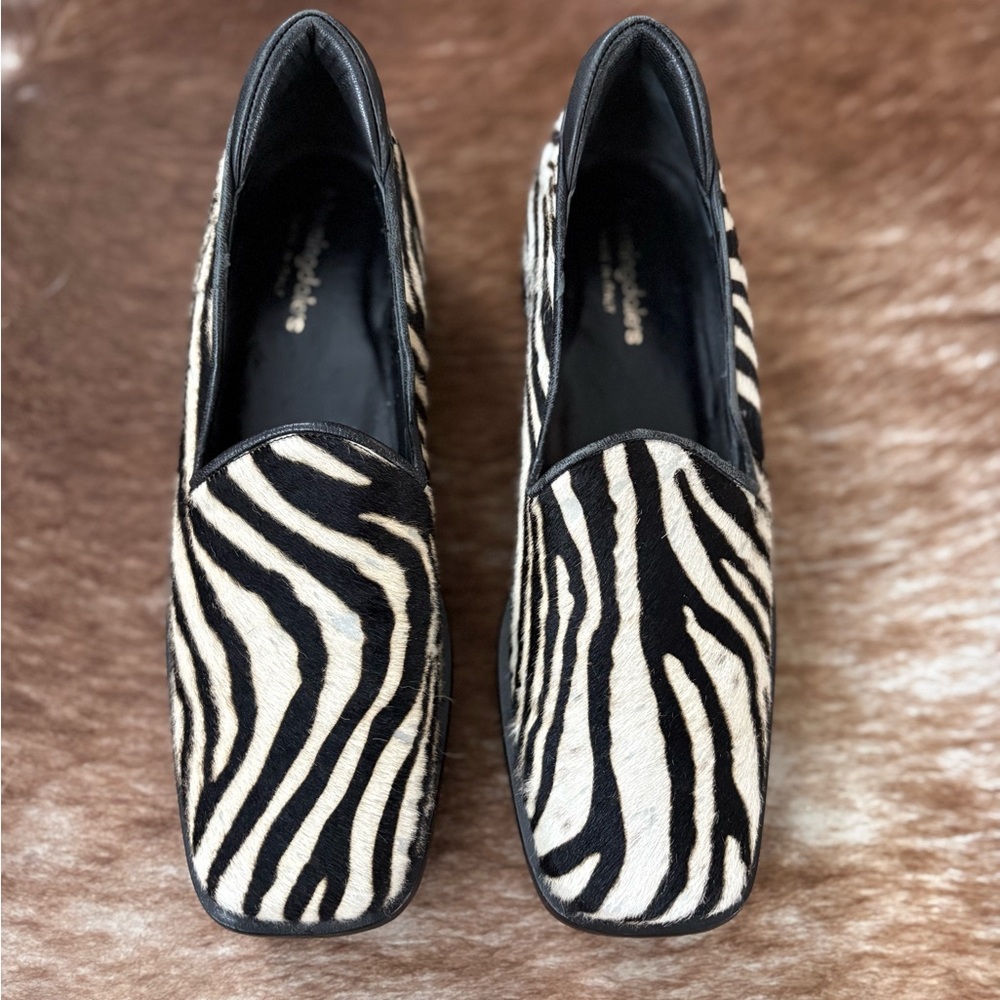 Vintage Bloomingdale's Black and White Zebra Print Loafers